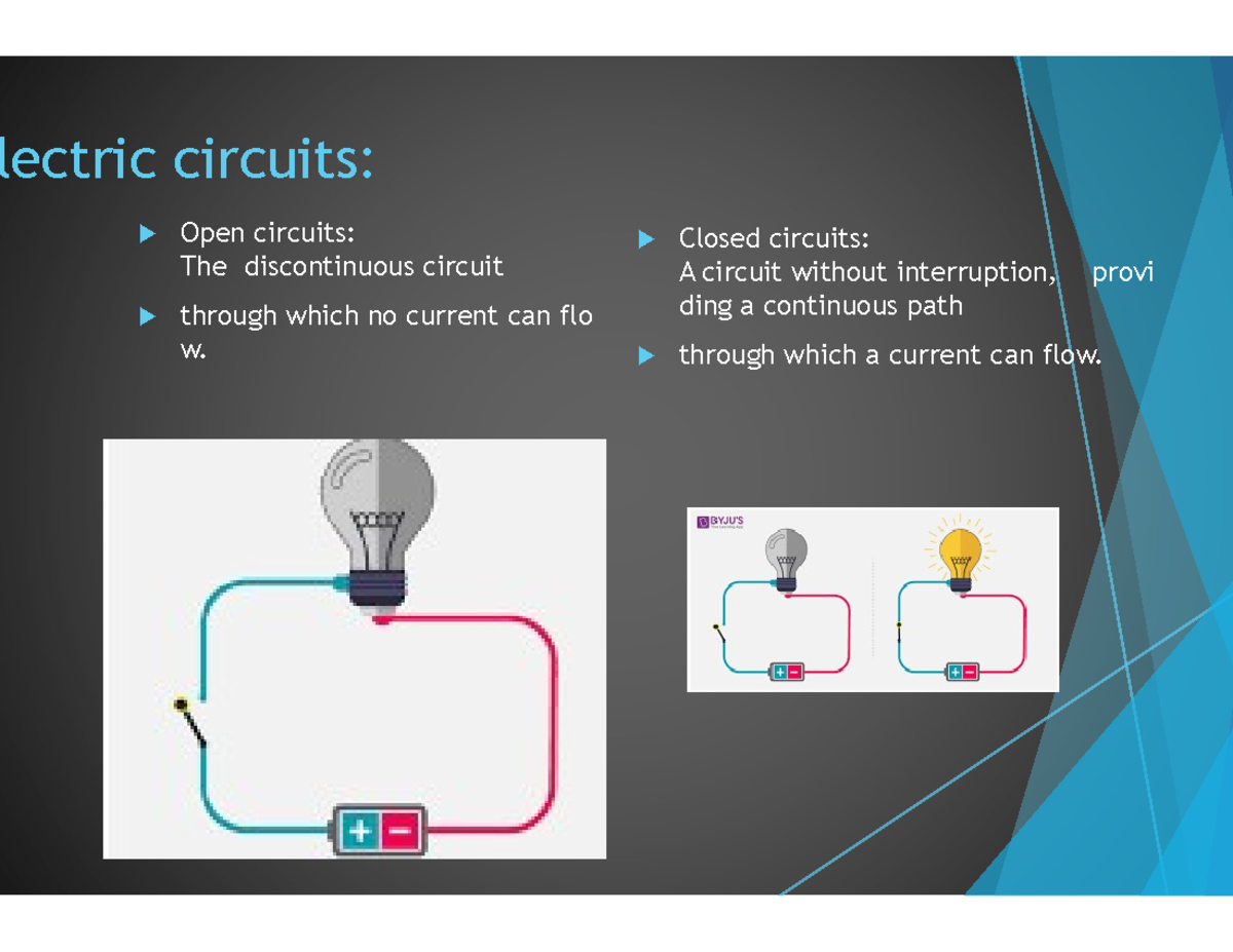 Electricity 31 - Important notes - Open circuits: The discontinuous ...