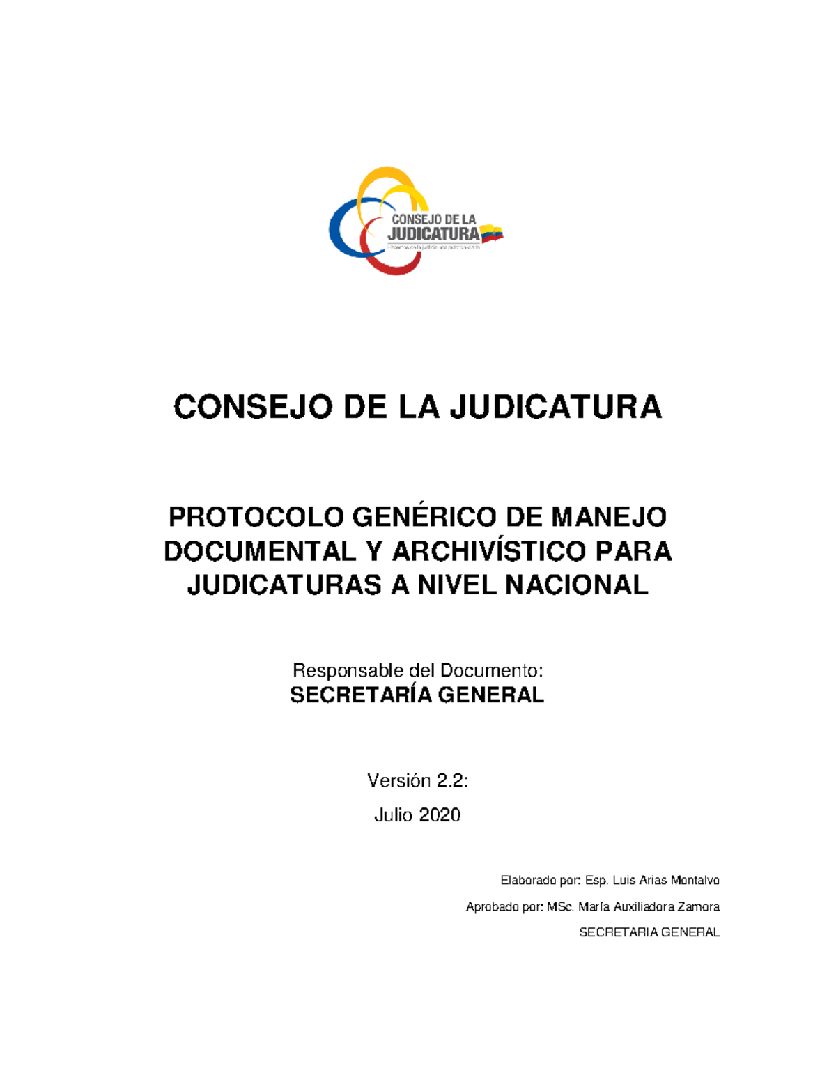 Protocolo DE Manejo Documental 2020V2 - CONSEJO DE LA JUDICATURA ...