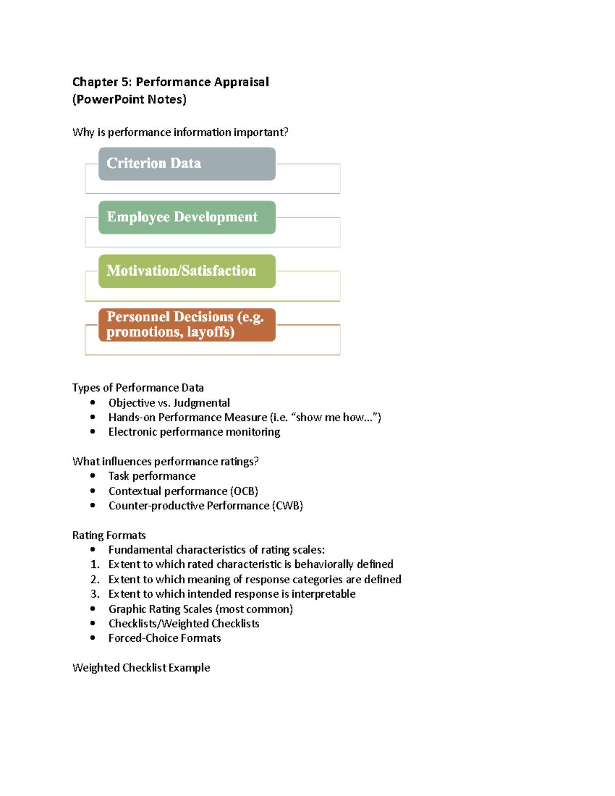 PSY 255 Chapter 5 notes - Chapter 5: Performance Appraisal (PowerPoint ...