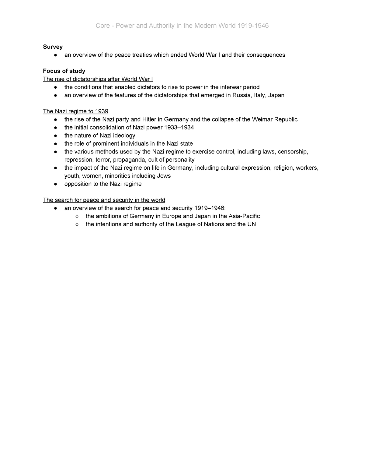 Power And Authority Notes Survey An Overview Of The Peace Treaties Which Ended World War I And 2881