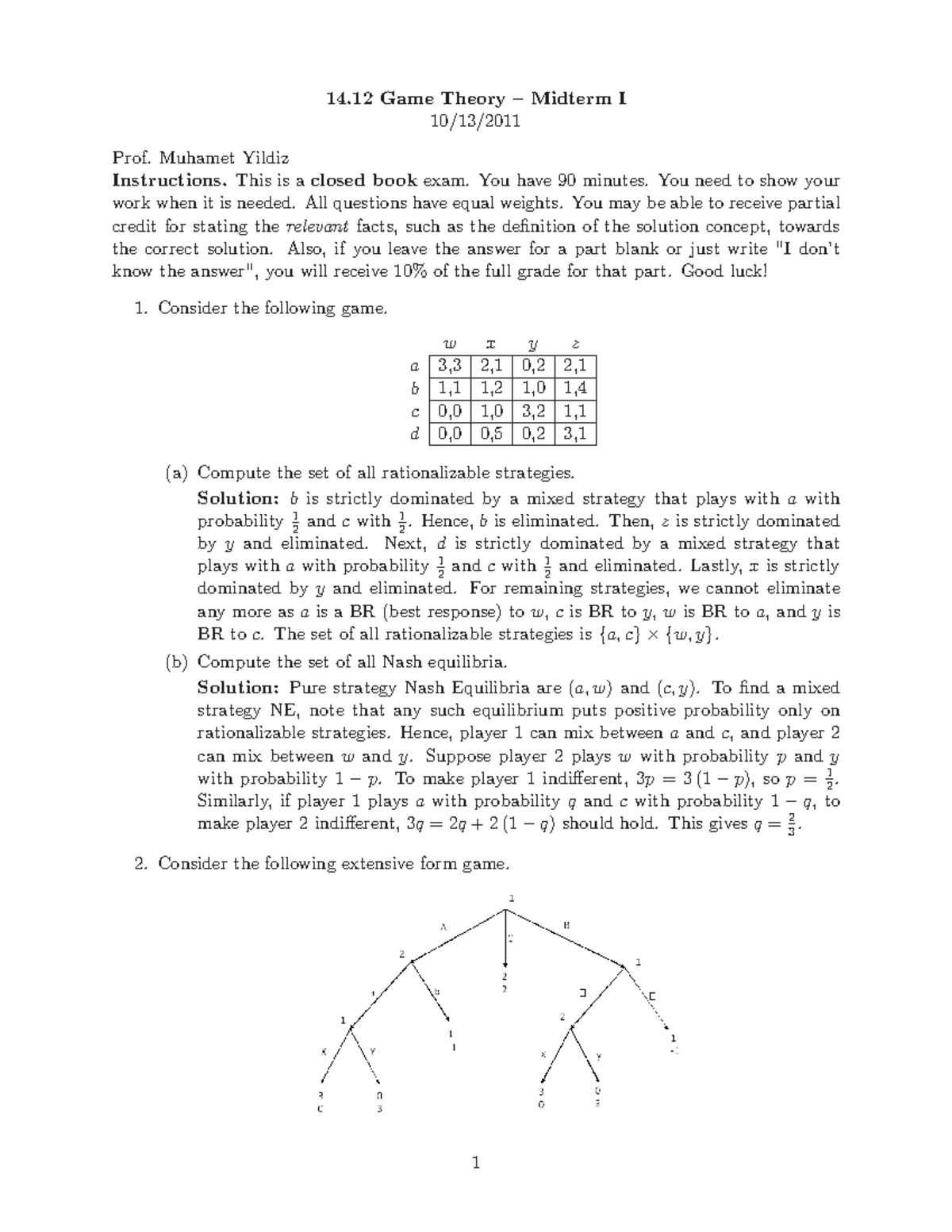 652cd4e48c216fba2c4c4501ed2c76f0 MIT14 12F12 midterm 1 - 14 Game Theory ...