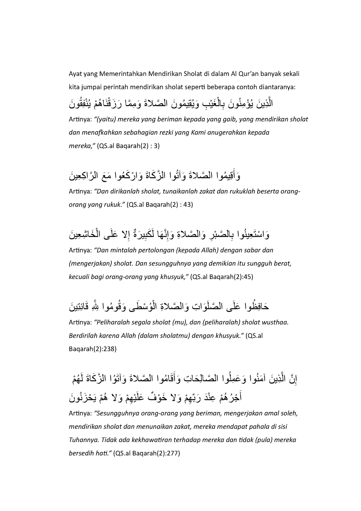 Ayat Al-Qur'an Utk Mendirikan Shalat - Ayat Yang Memerintahkan ...