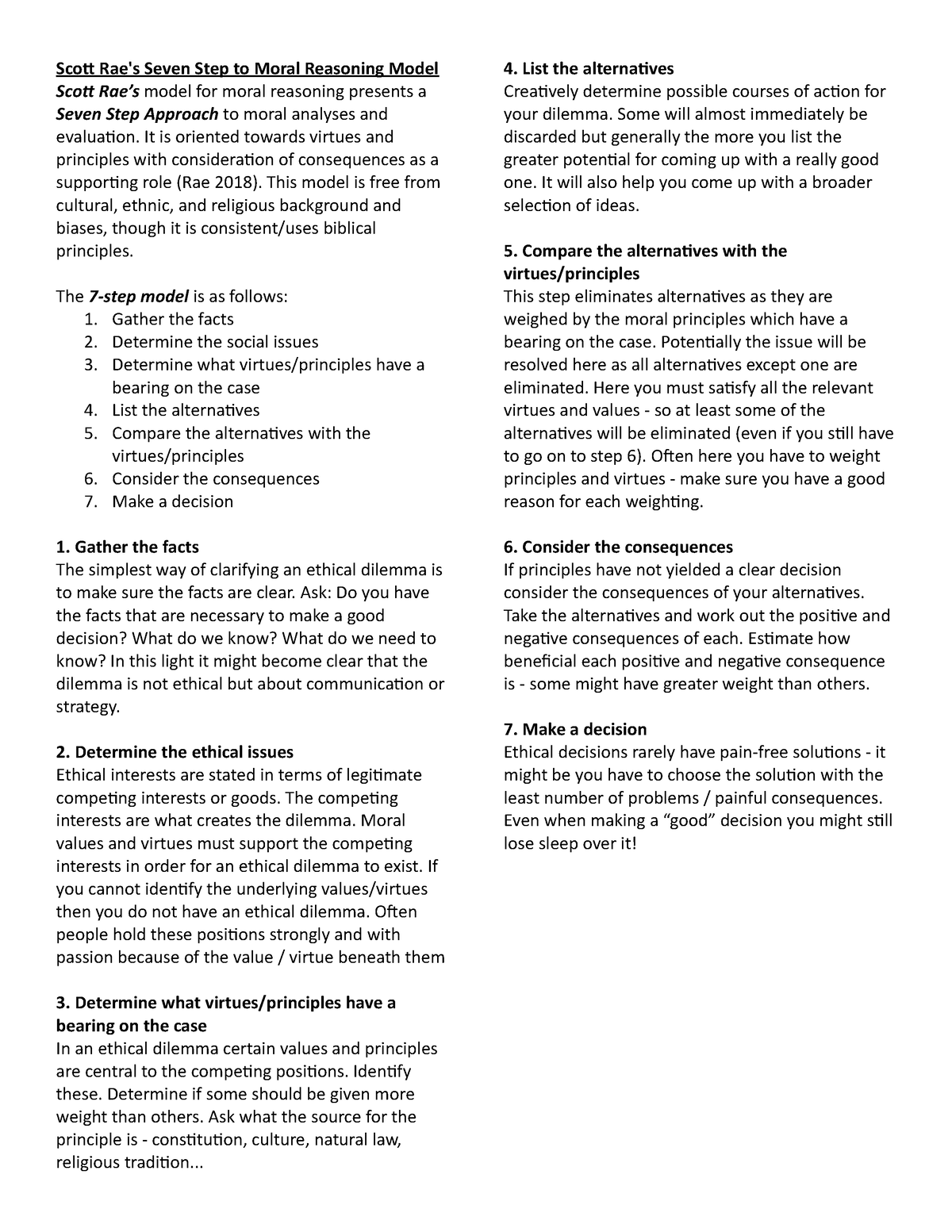 7 step moral reasoning model essay