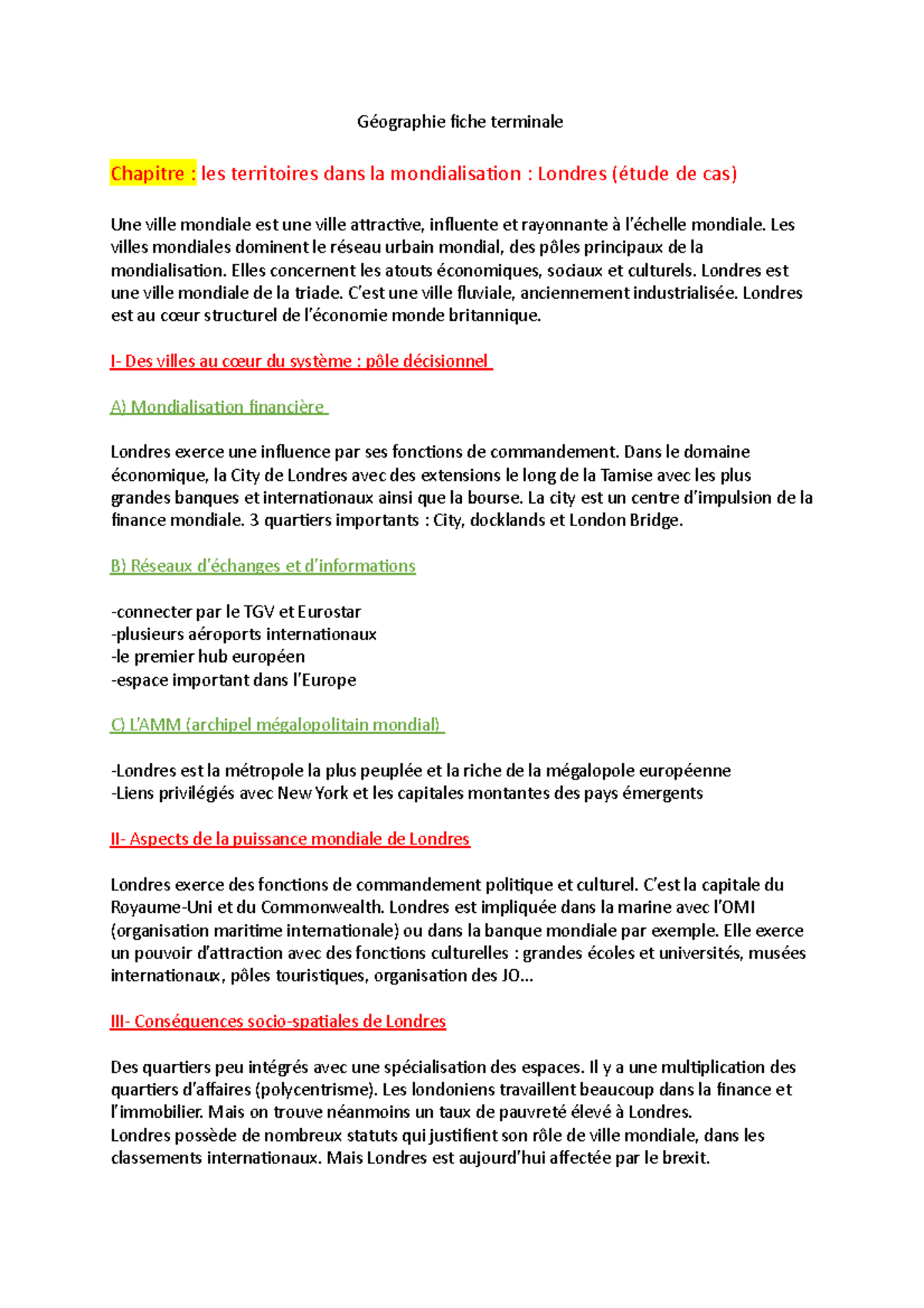 Les Régimes Totalitaires Terminale Fiche De Révision Géographie fiche 3 terminale - Géographie fiche terminale Chapitre : les  territoires dans la - Studocu