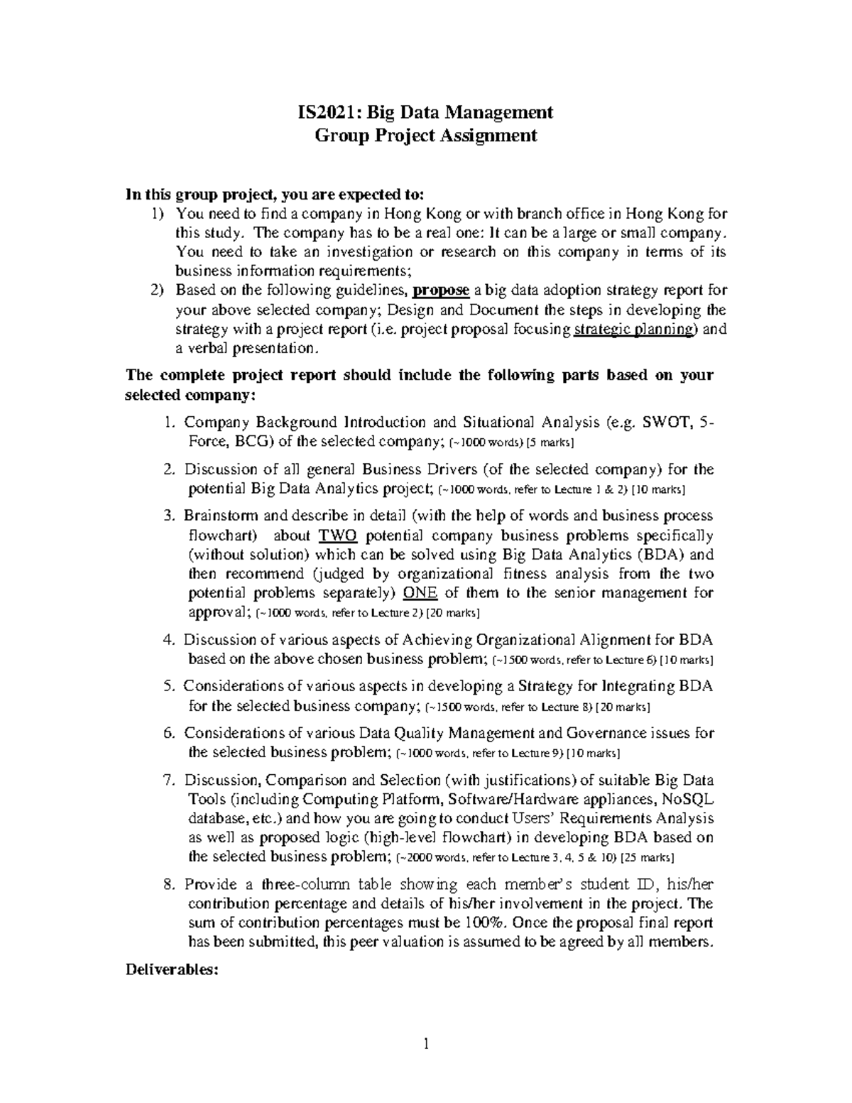 IS2021 2022B Group Project - 1 IS2021: Big Data Management Group ...