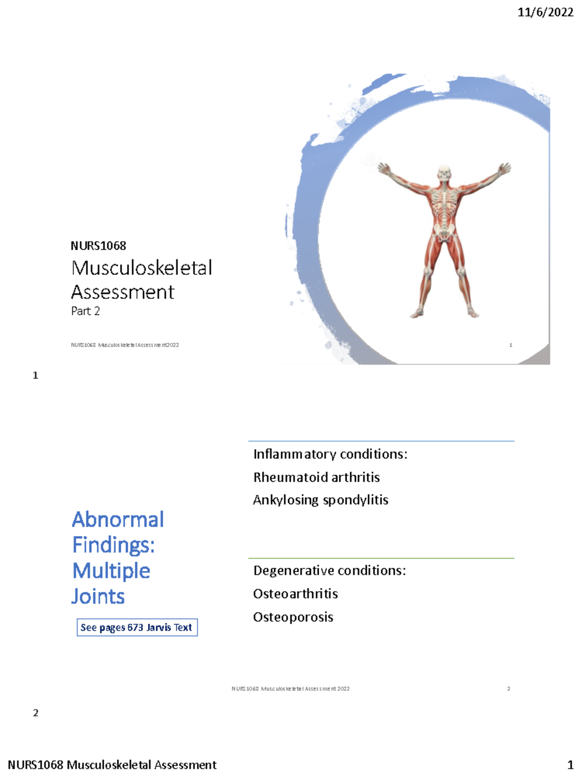 WK10 Musculoskeletal student 2022 P2 slides - Musculoskeletal ...