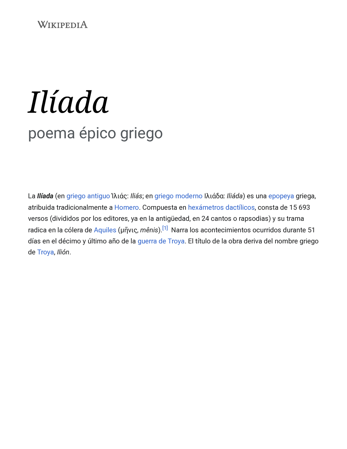 Ilíada - Wikipedia, la enciclopedia libre