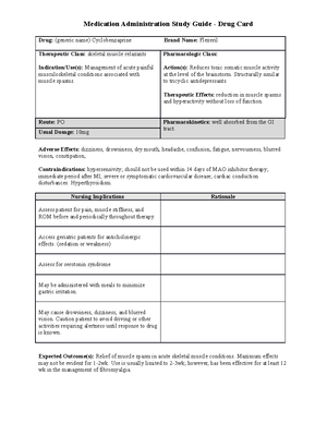 Acetaminophen - Study Sheet - Medication Administration Study Guide ...