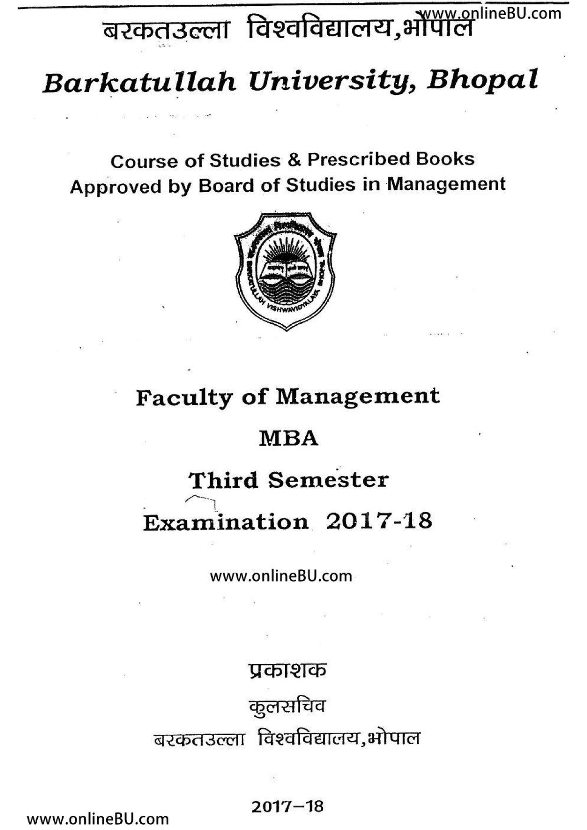 Bu mba syllabus full time 3 sem - MBA - Studocu