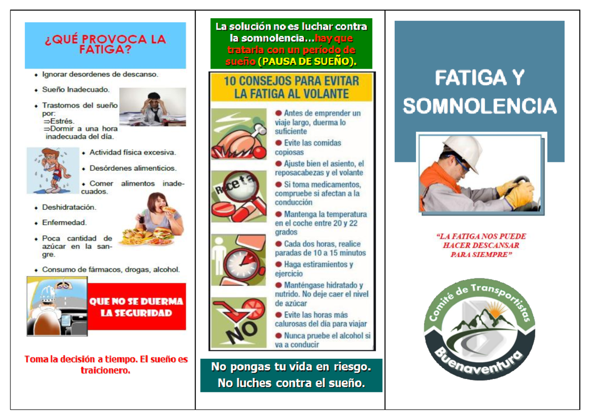 Tríptico Fatiga Somnolencia 2 - Salud Ocupacional y Seguridad ...