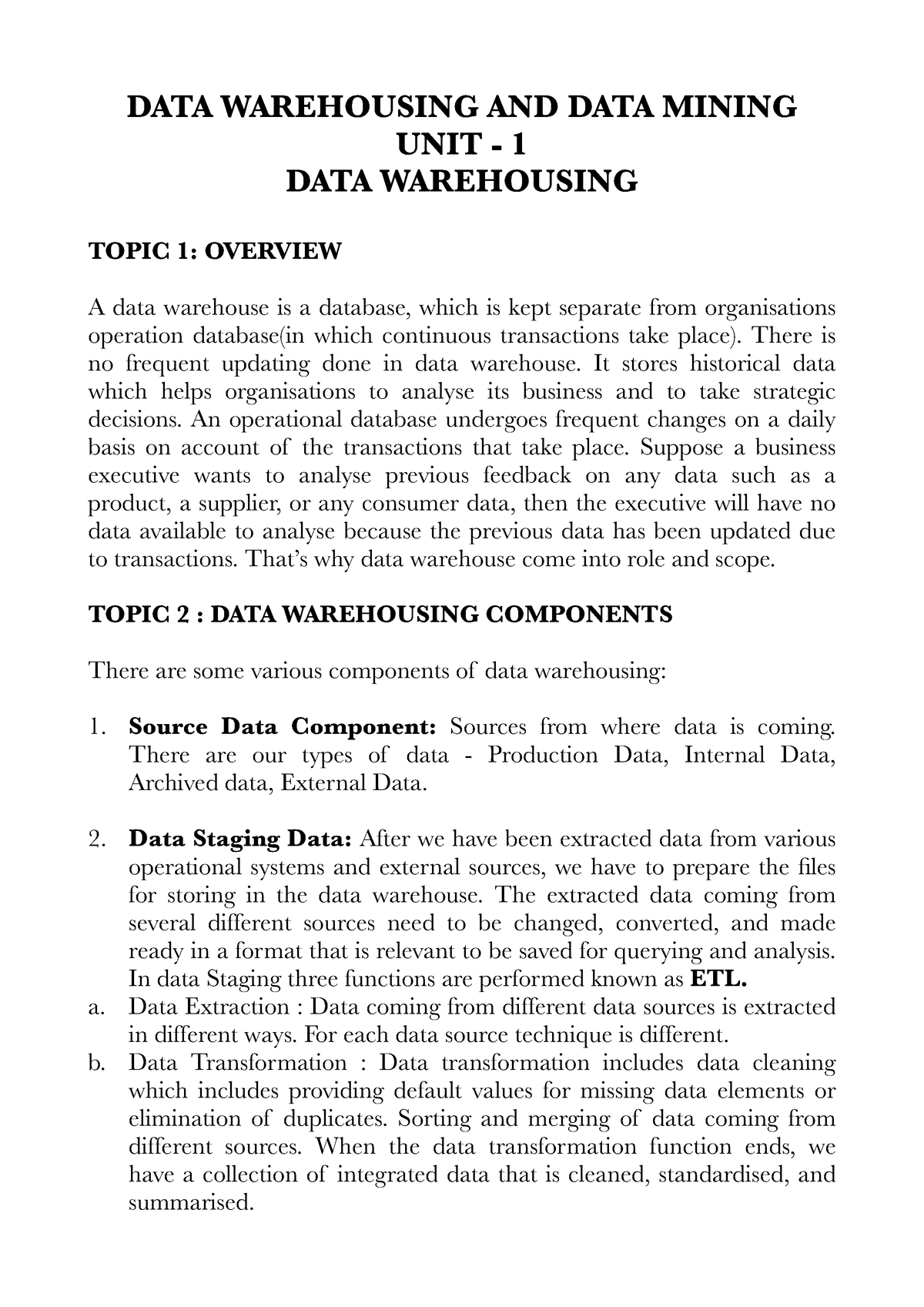 Data Mining - 1,2,3 - Lecture Notes Of Unit 1 , 2 And 3 - DATA ...