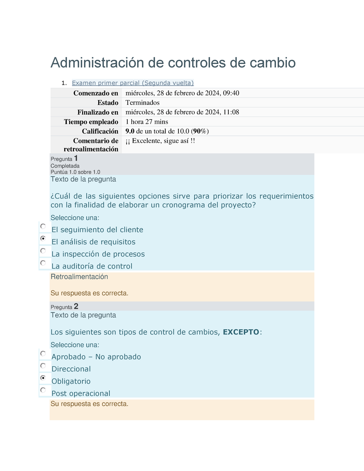 EXAMEN Administración De Controles De Cambio Sem 1 - Administración De ...