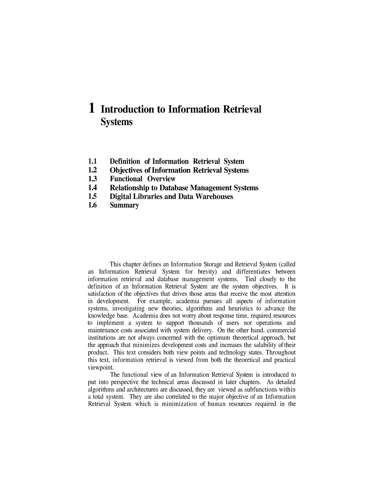 Ch. 1 - Good - 1 Introduction To Information Retrieval Systems 1. 1. 1 ...