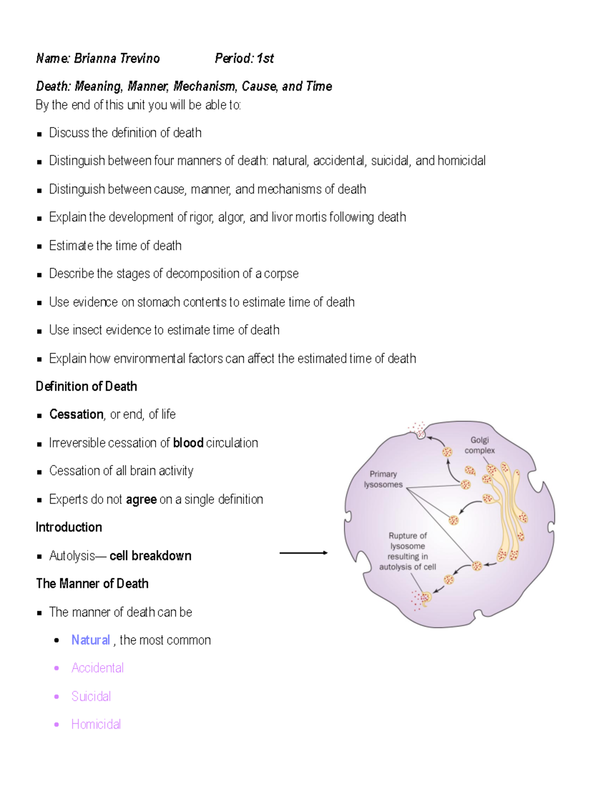 Death notes wo insectss - Name: Brianna Trevino Period: 1st Death ...