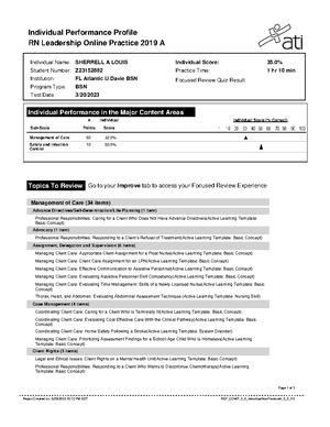 Module Preterm Labor - Coursework from ATI - Individual Name ...