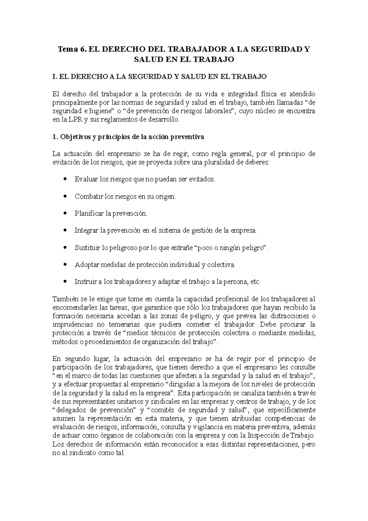 Tema 6. El derecho del trabajador a la seguridad y salud en el trabajo ...
