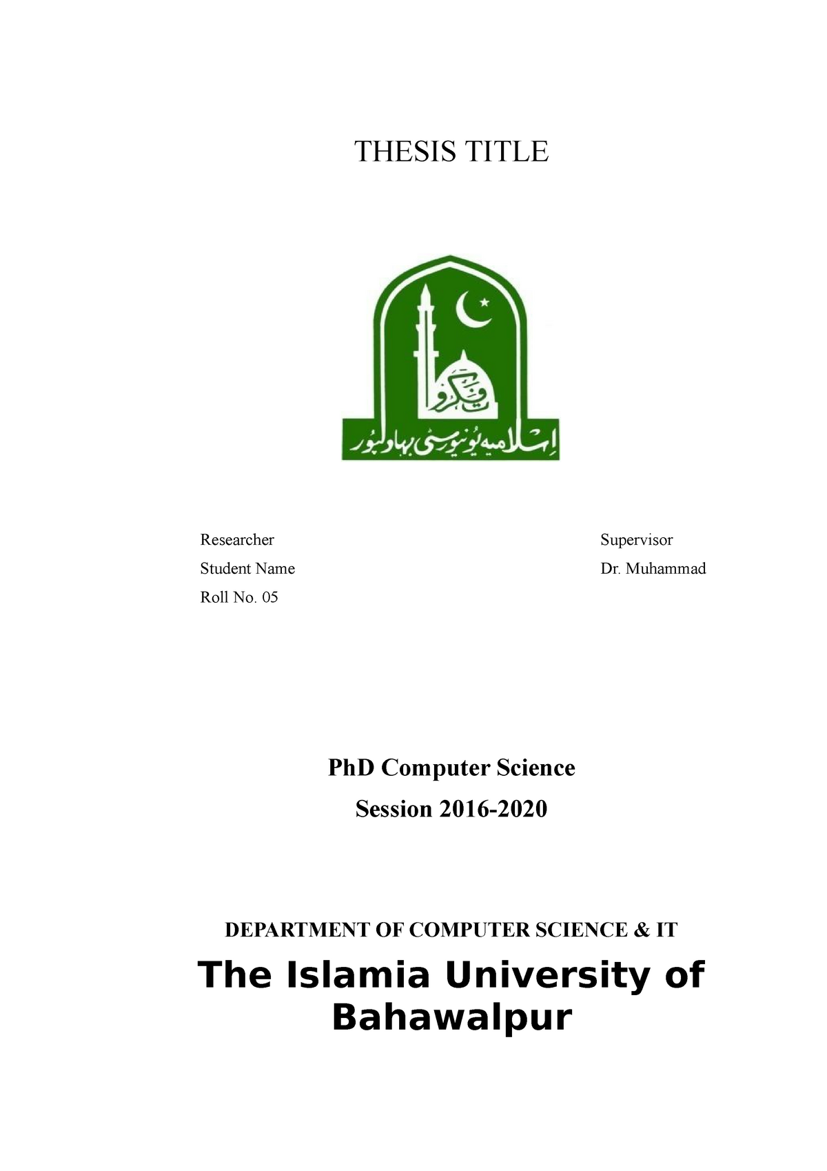 islamia college assignment cover page