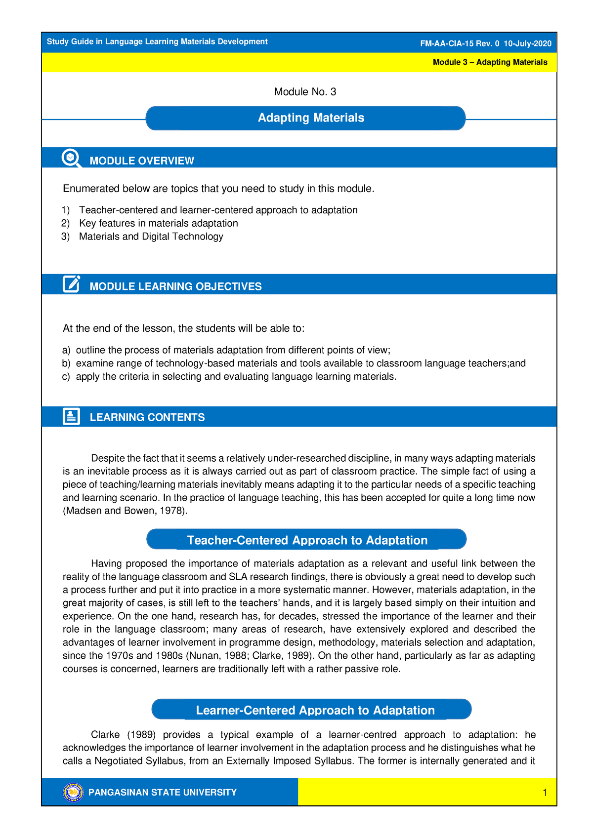 Study Guide 3 - ZXCVBNM - FM-AA-CIA-15 Rev. 0 10-July- PANGASINAN STATE ...