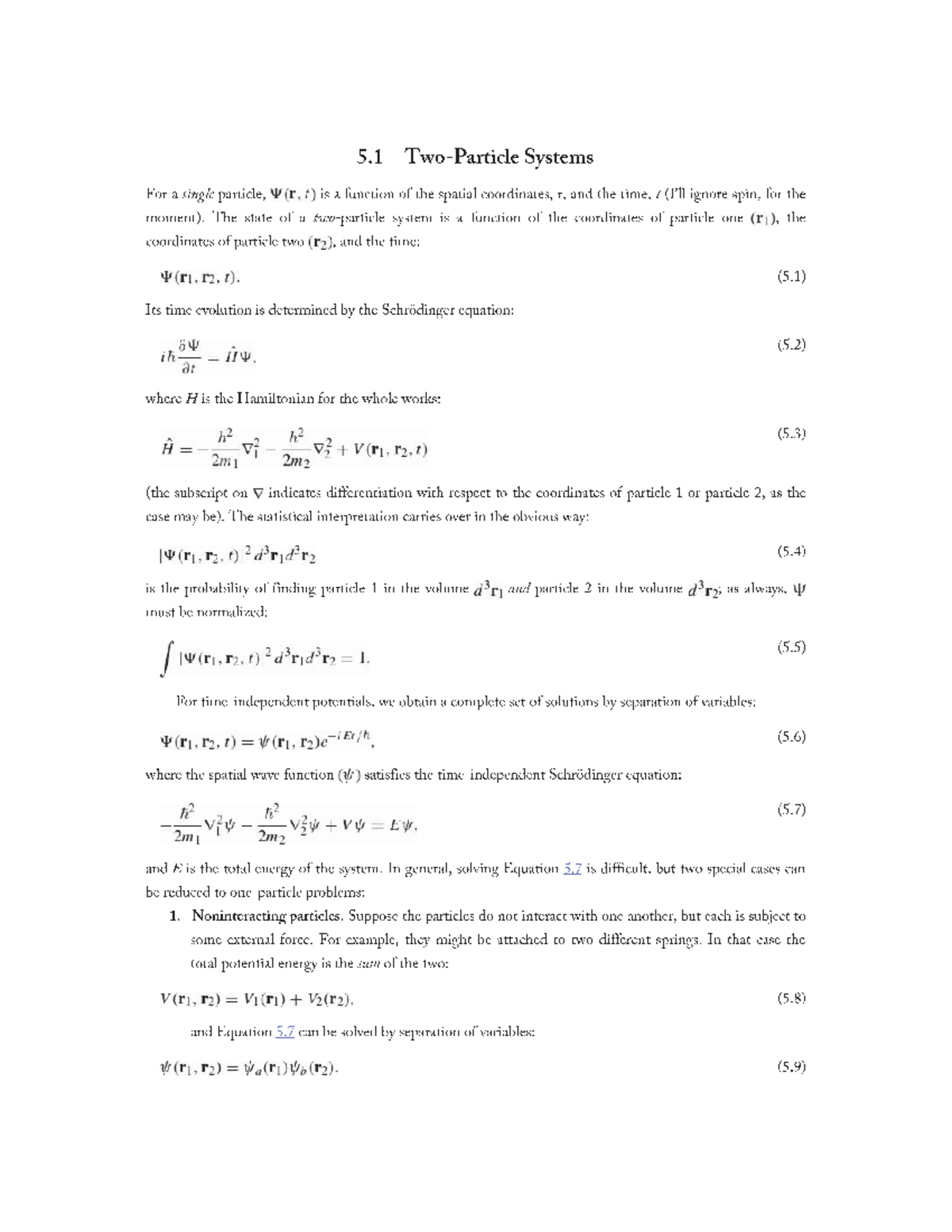 Two-Particle Systems - Chapter 5 Lecture Notes from class - PH 3410 ...