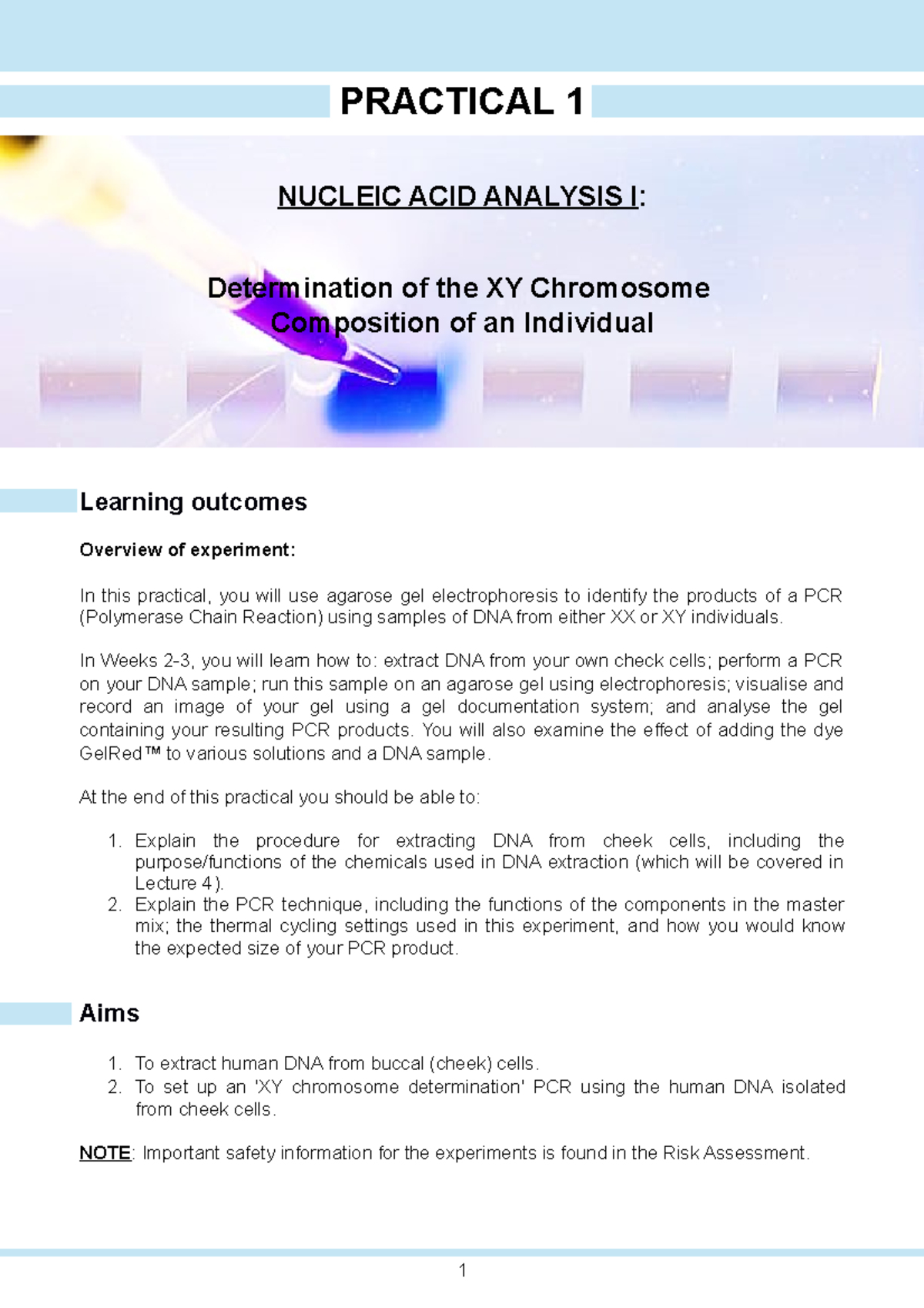 BIOC2201 Practical 1 Week 2 2023 Student Notes (Word) - PRACTICAL 1 ...