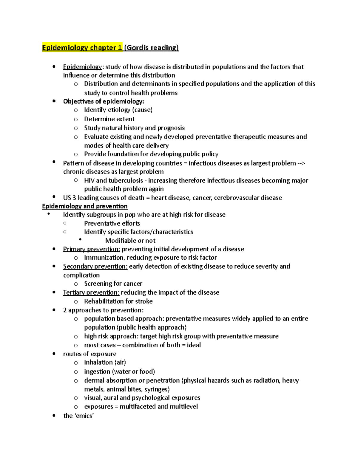 3400 quiz 3 summary of gordis chapter 1 epidemiology Epidemiology
