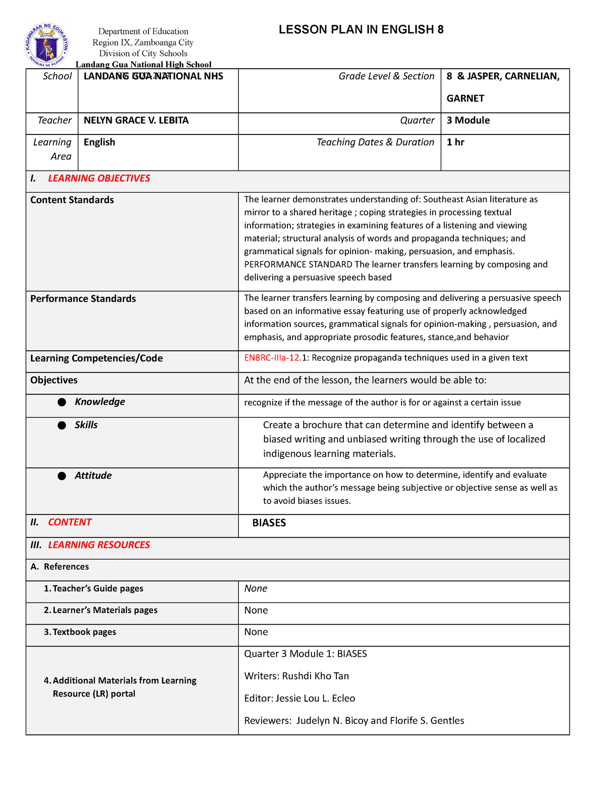 DLP Eng.-8-Q 3D2 - Lesson PLan for middle grade - LESSON PLAN IN ...