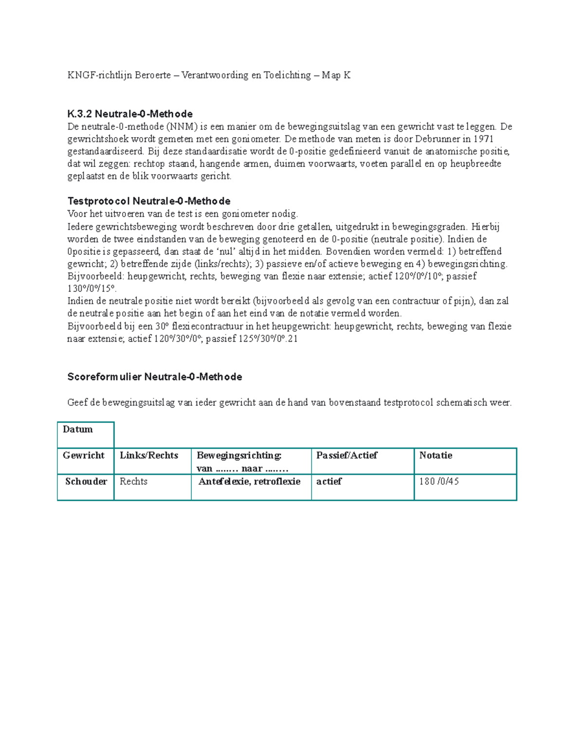 FT Neutrale-0-methode - KNGF-richtlijn Beroerte – Verantwoording En ...