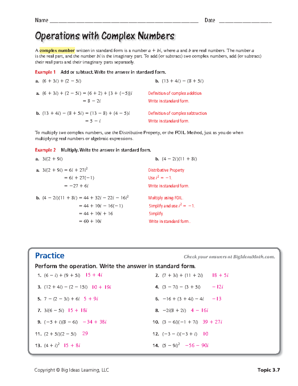 Hscc srh 0307 a - Answer key - Copyright © Big Ideas Learning, LLC ...