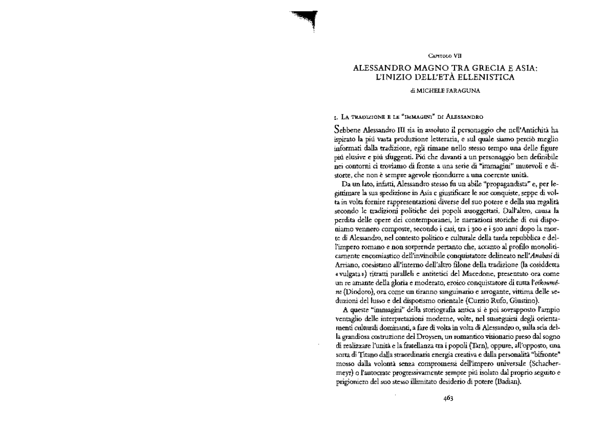 Faraguna Alessandro Magno CAPITOLOVII ALESSANDROMAGNOTRAGRECIAE ASIA L'INIZIODELL