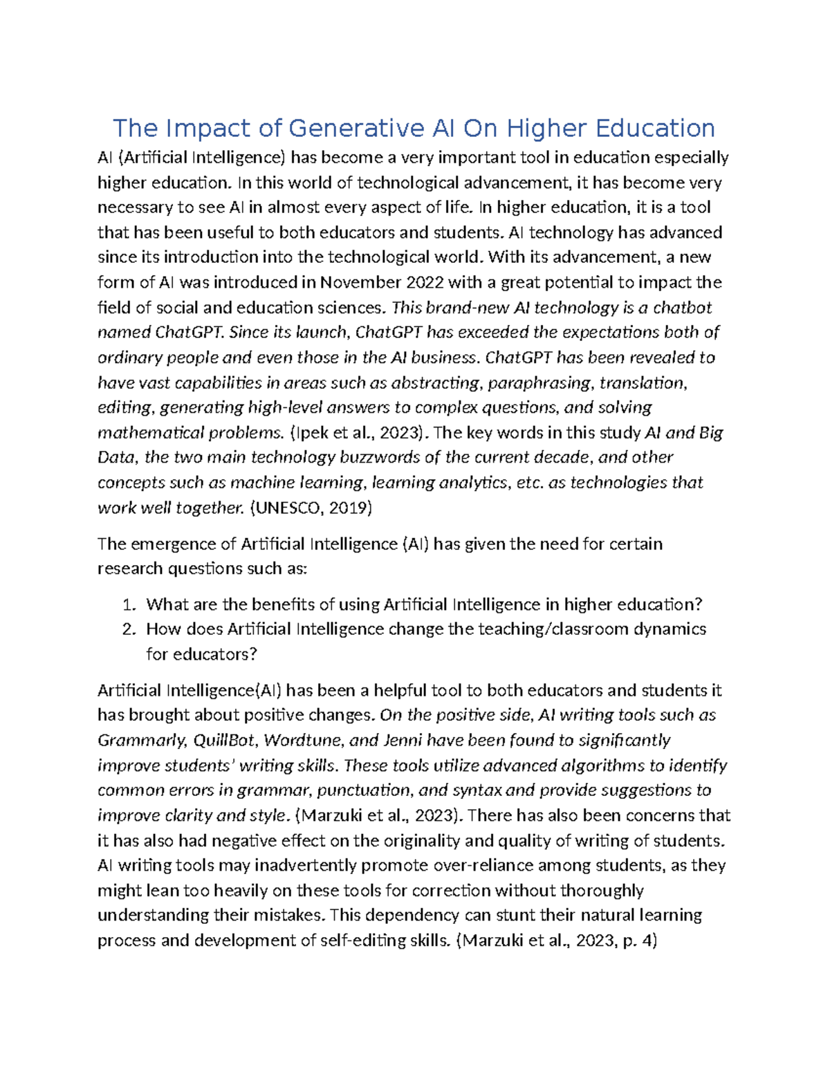 The Impact Of Generative AI On Higher Education - In this world of ...