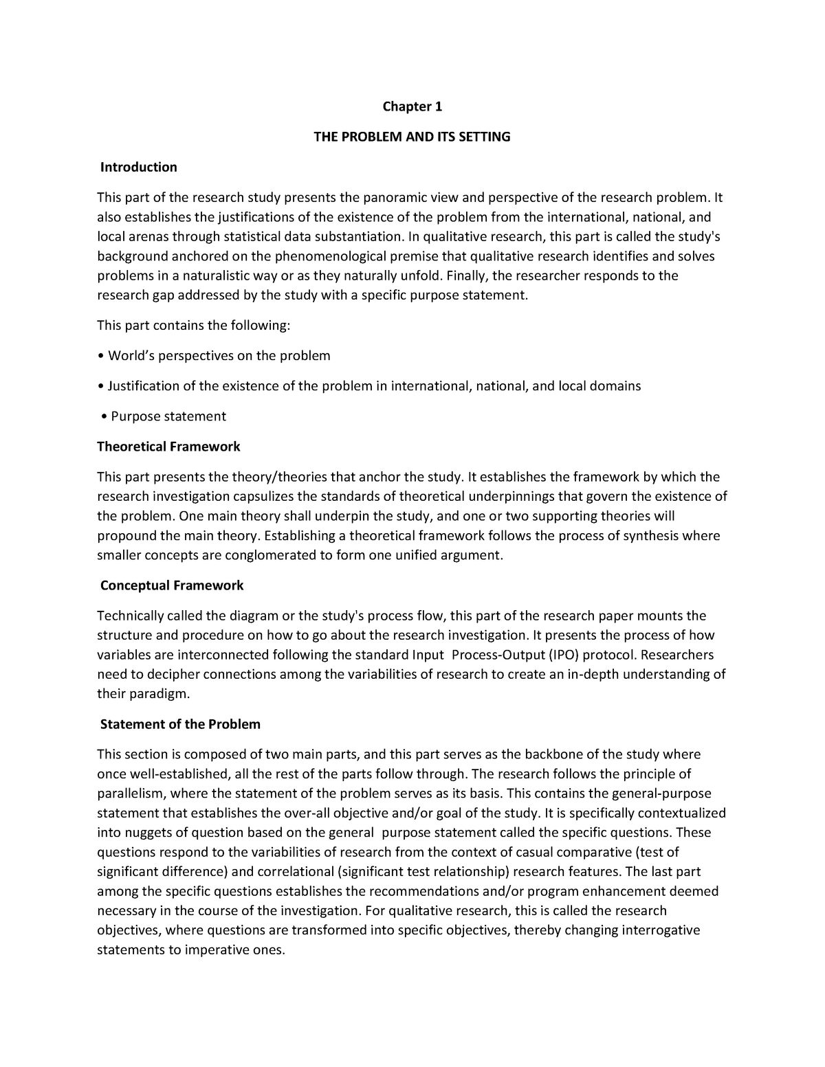 Research Format Chapter 1 THE PROBLEM AND ITS SETTING Introduction 