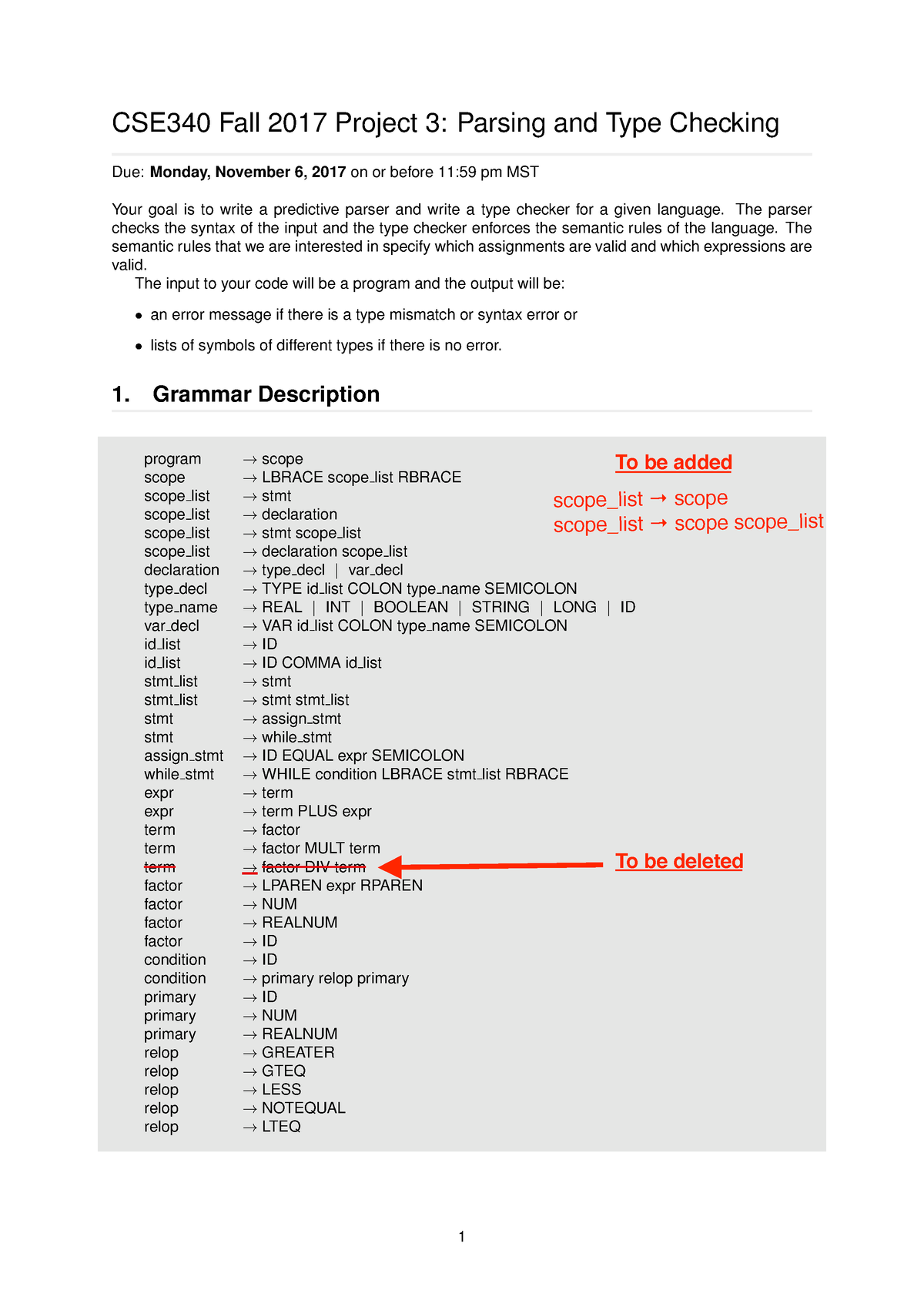 CSE340F17 Project 3_instructions - CSE340 Fall 2017 Project 3: Parsing ...