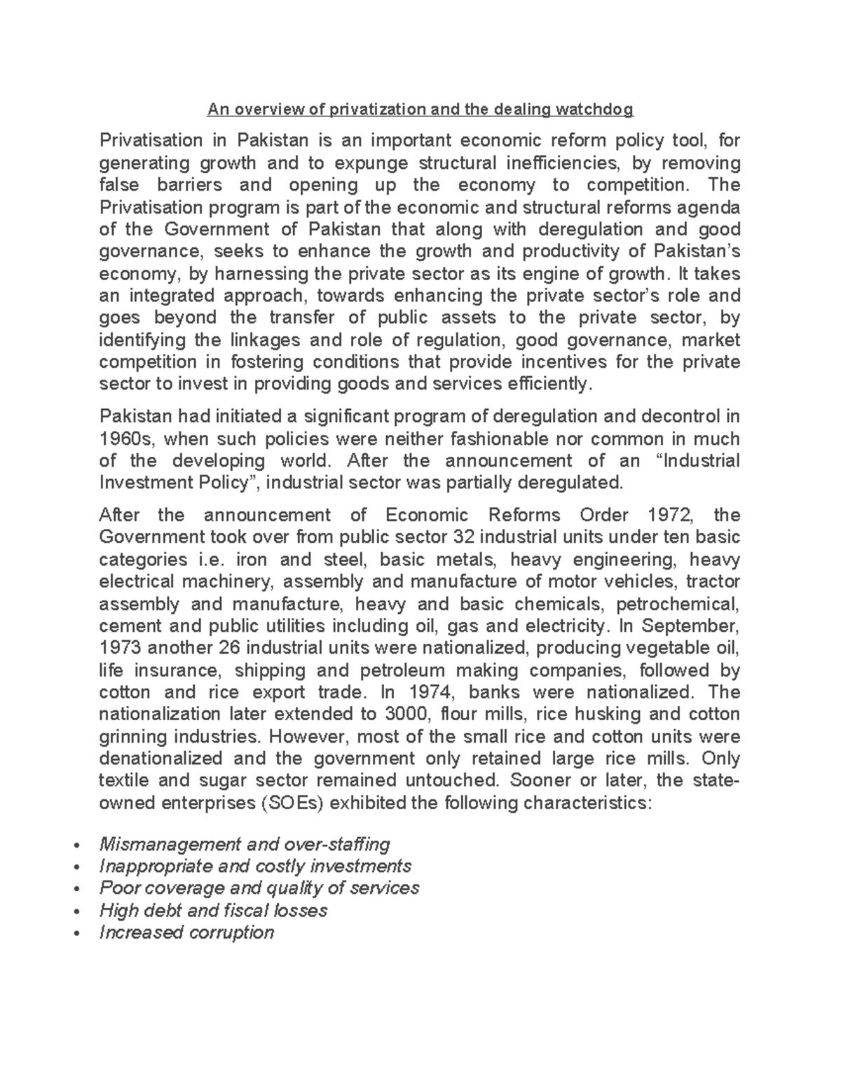 Privatization research - An overview of privatization and the dealing ...