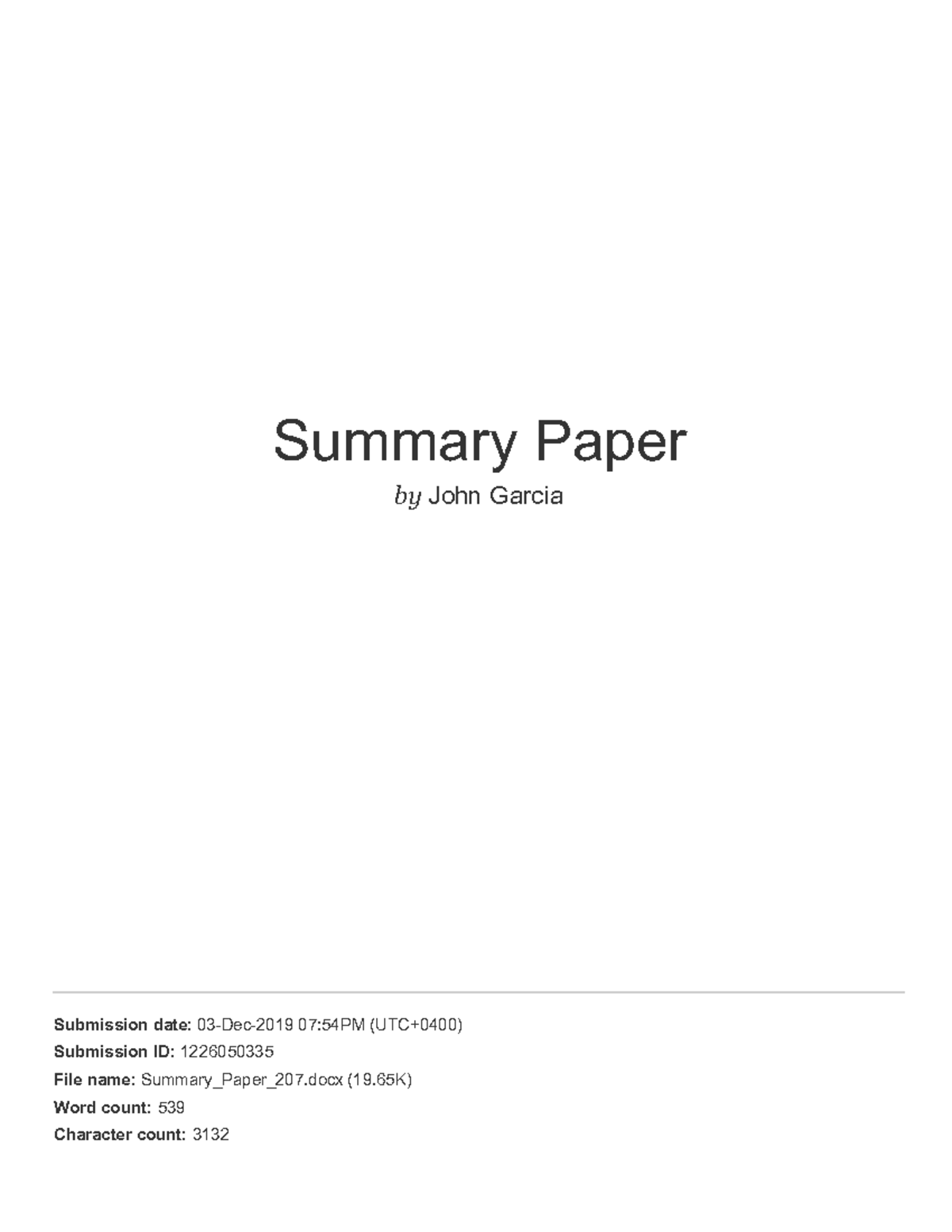 Summary Paper - notin - Summary Paper by John Garcia Submission date ...