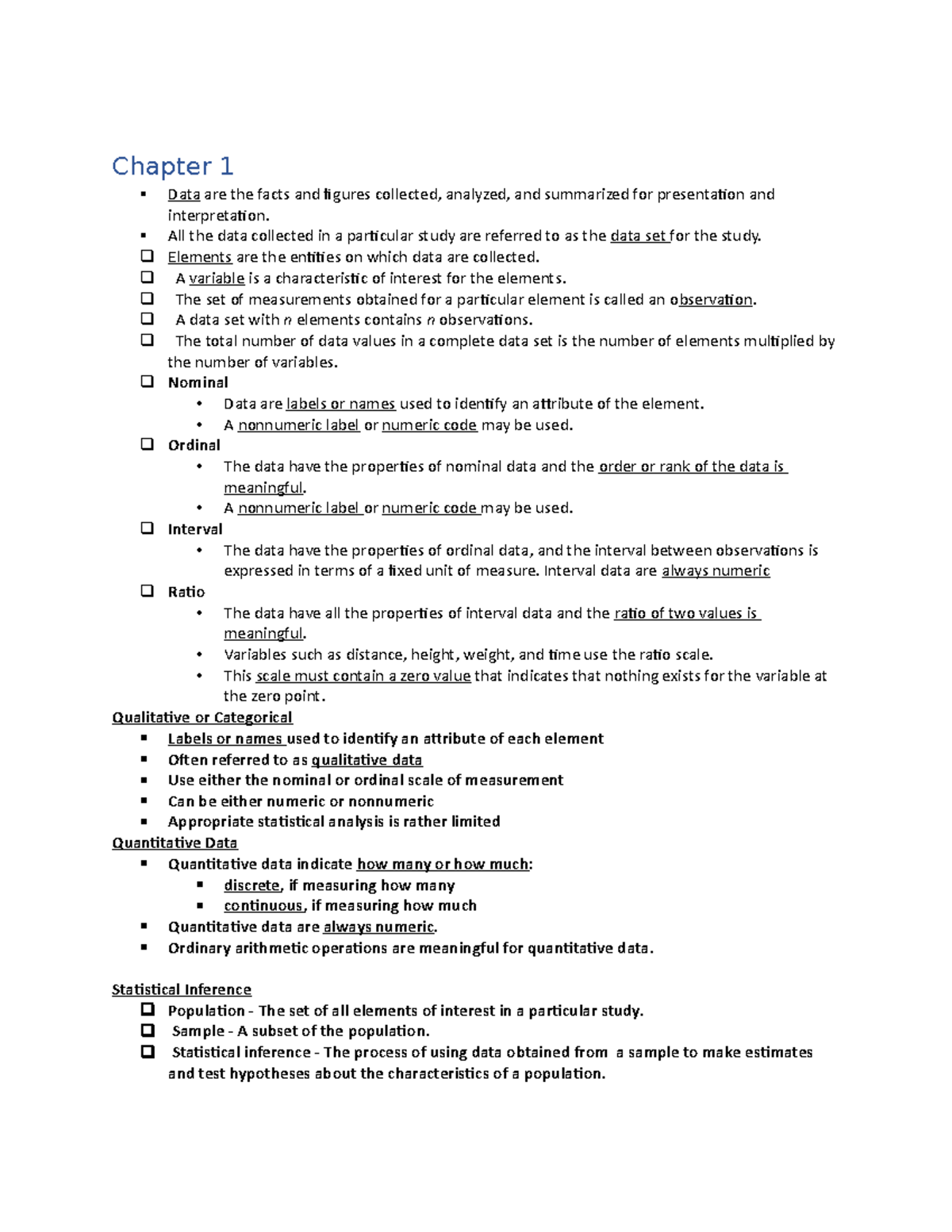 Exam 1 Review - Chapter 1 Data are the facts and figures collected ...