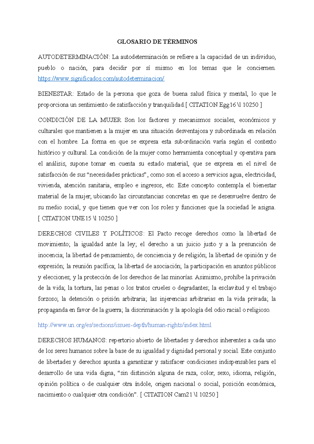 Glosario DE Términos - GLOSARIO DE TÉRMINOS AUTODETERMINACIÓN: La ...