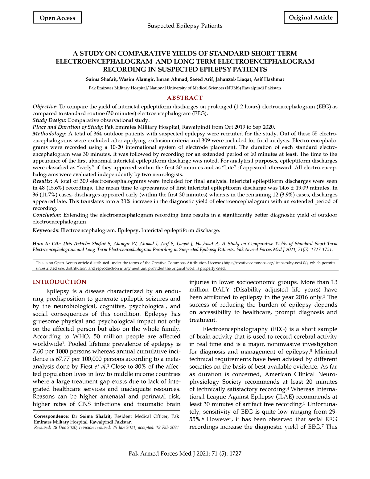 Epilepsia corto y largo plazo - Suspected Epilepsy Patients AA ...