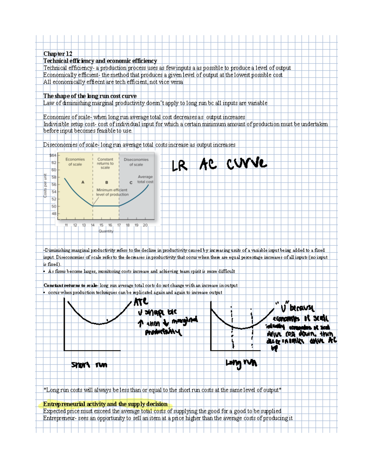 Txt5 - Textbook notes - Chapter 12 Technical efficiency and economic ...