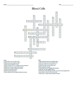 Hematology Crossword Puzzle - Across a drug that prevents blood clots ...