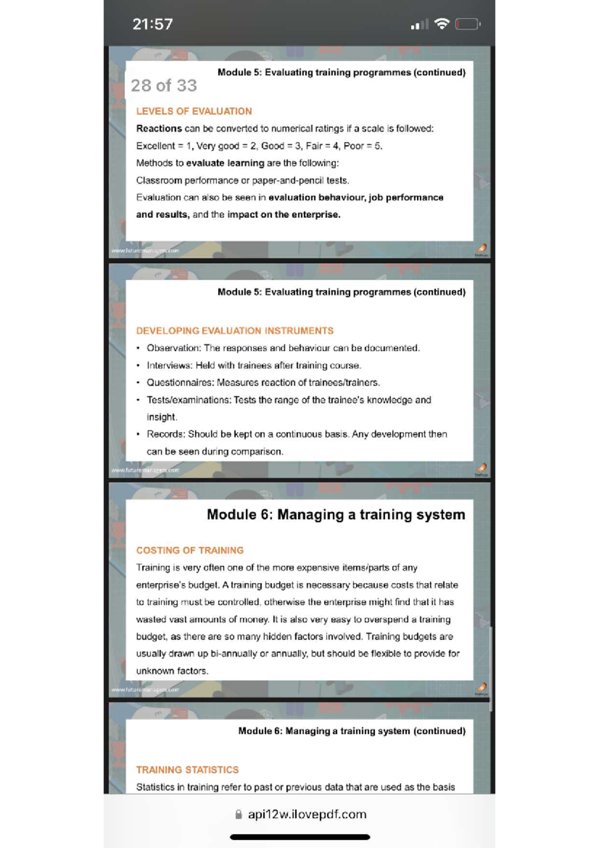 IMG 7396 - Notes - 21:57 Module 5: Evaluating training programmes ...