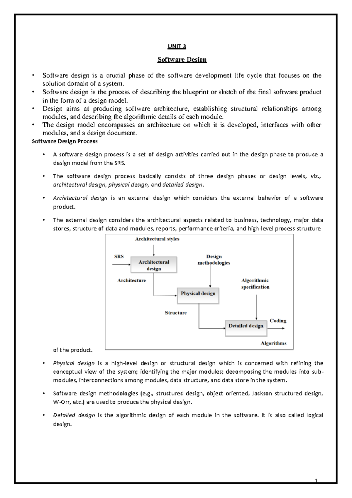 UNIT-3 Structured design - UNIT 3 Software Design • Software design is ...