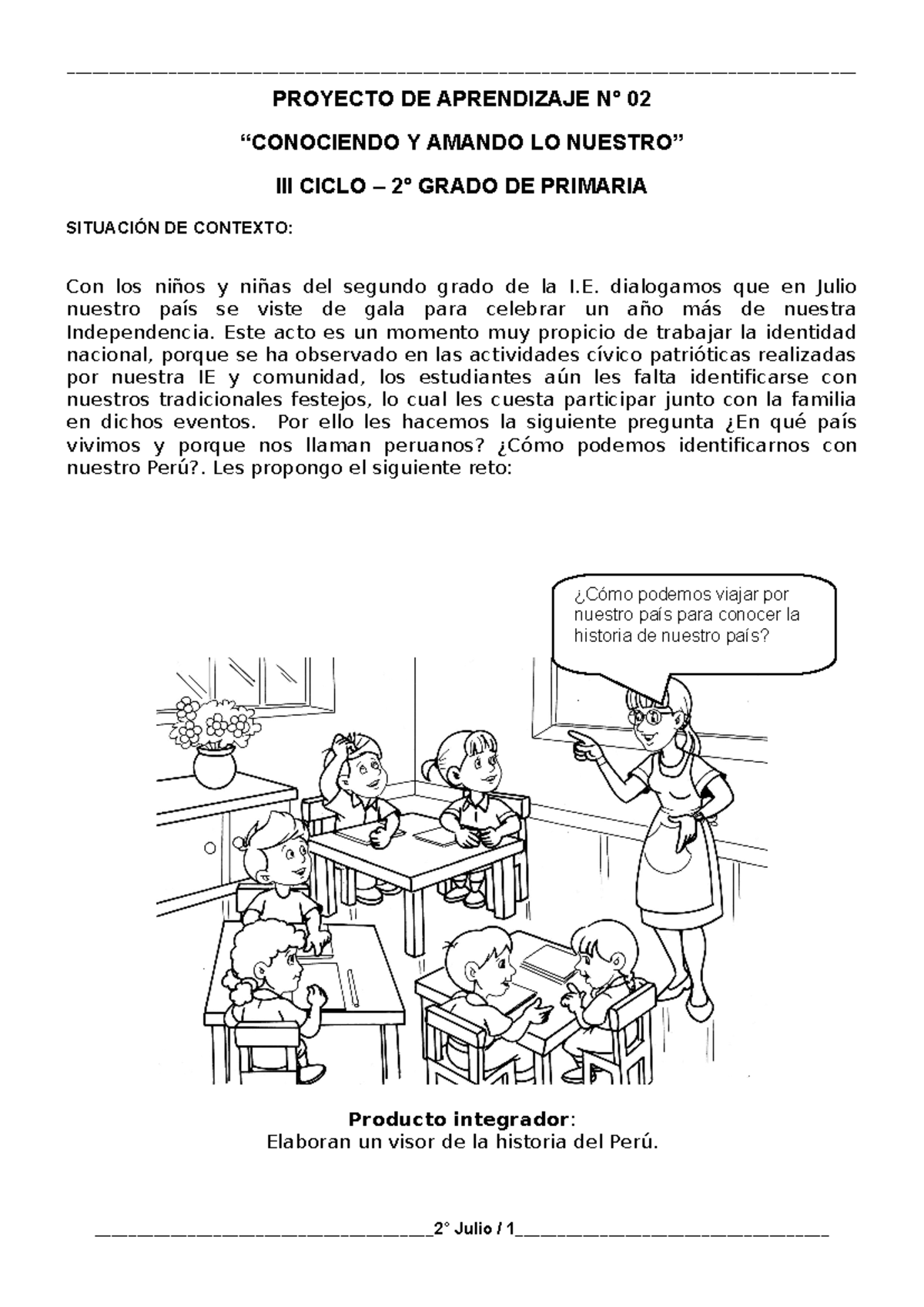 2° Grado - Actividad DEL 01 DE Julio - PROYECTO DE APRENDIZAJE N° 02 ...