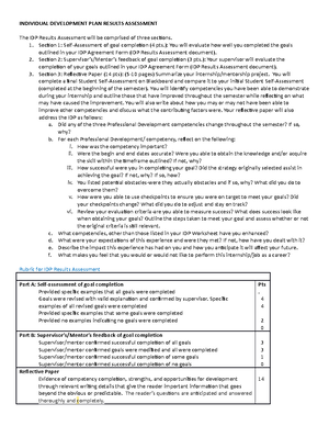 IDP Results Assessment and Reflective Paper Instructions and Rubric ...