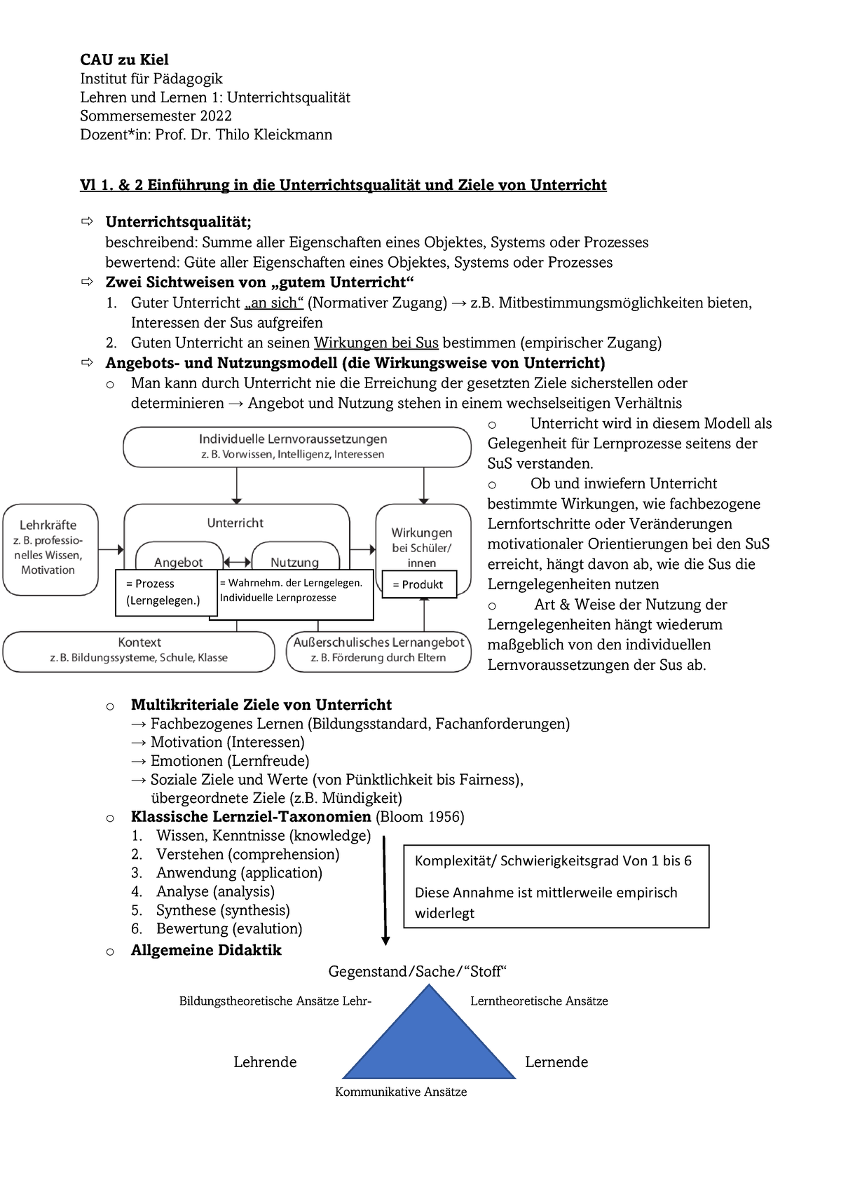 Zusammenfassung Lu L 1 (Vl) - CAU Zu Kiel Institut F ̧r P‰dagogik ...