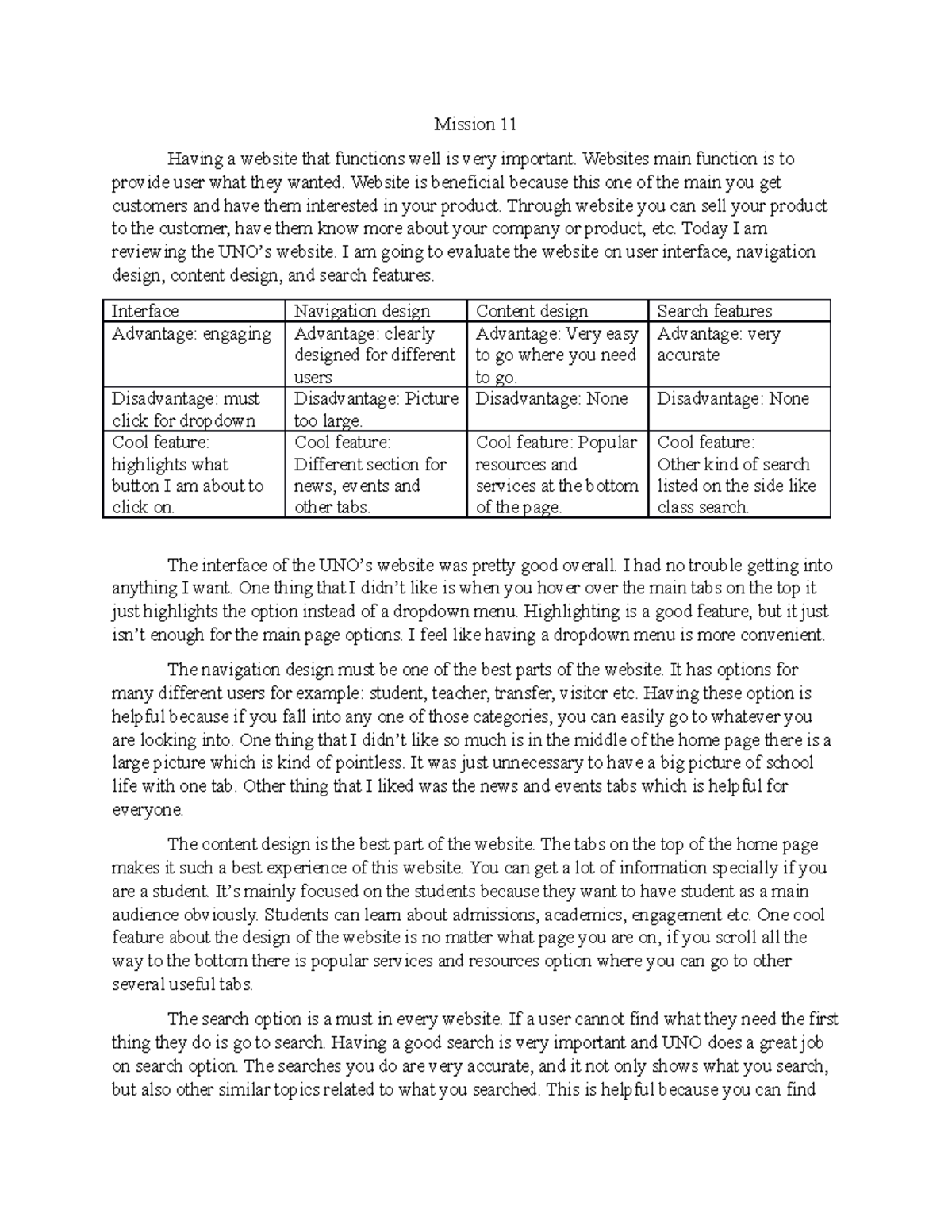 Chapter 11 Assignment - Mission 11 Having a website that functions well ...