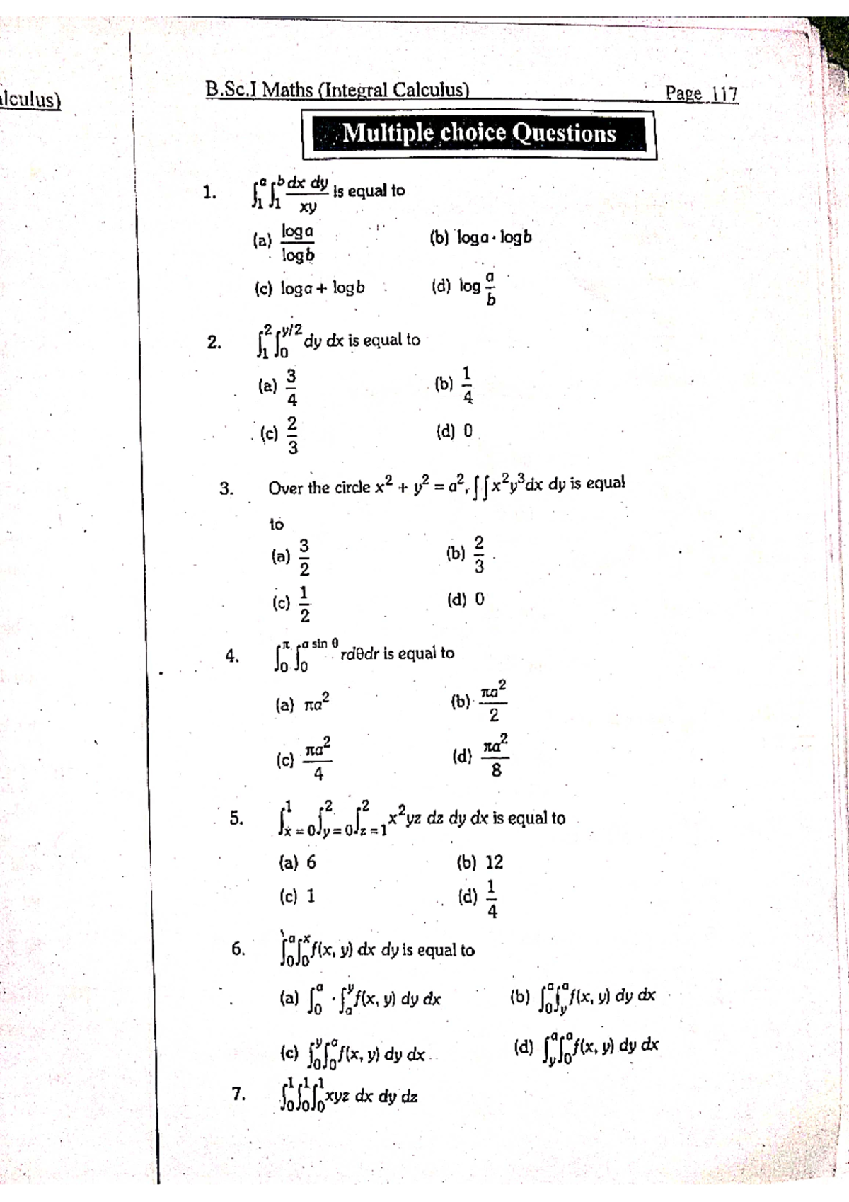 Multiple Integral - Rr yadav - b.sc - Studocu
