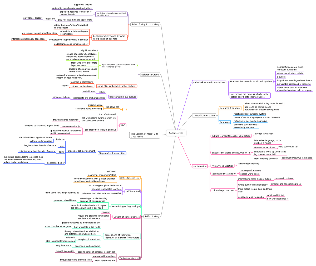 Social Selves Mm - Colourful Mindmap. - E Parent, Teacher Defined 