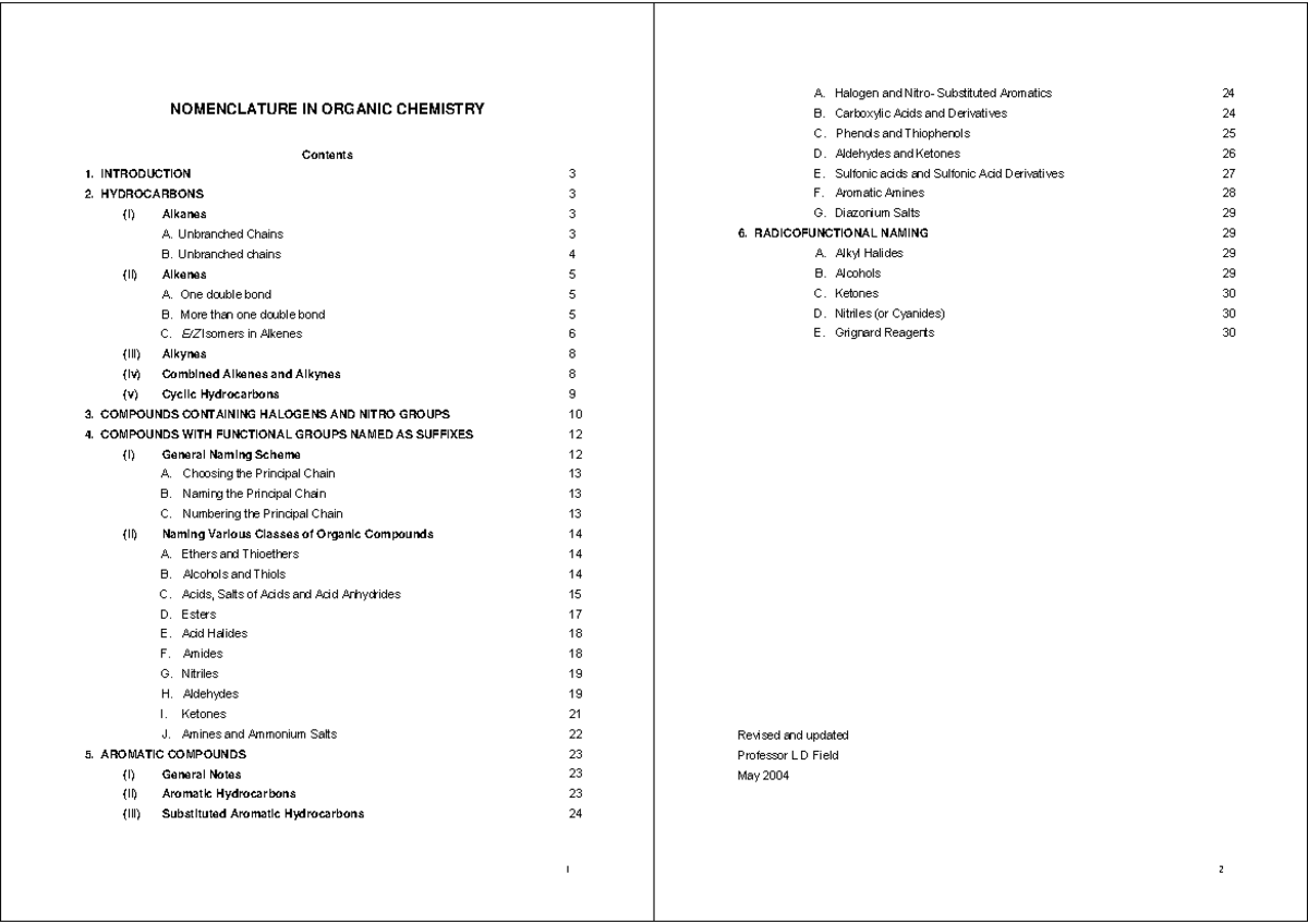 Organic Nomenclature - Full Detailed Notes - NOMENCLATURE IN ORGANIC ...