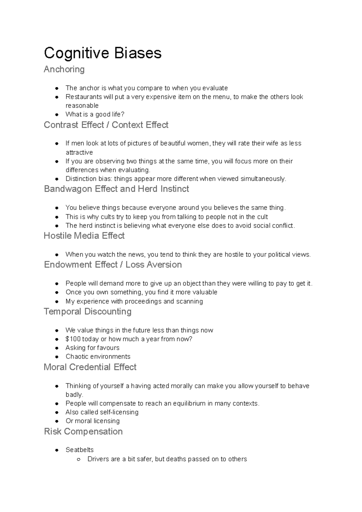 CGSC 1001 Cognitive Biases Cognitive Biases Anchoring The anchor is