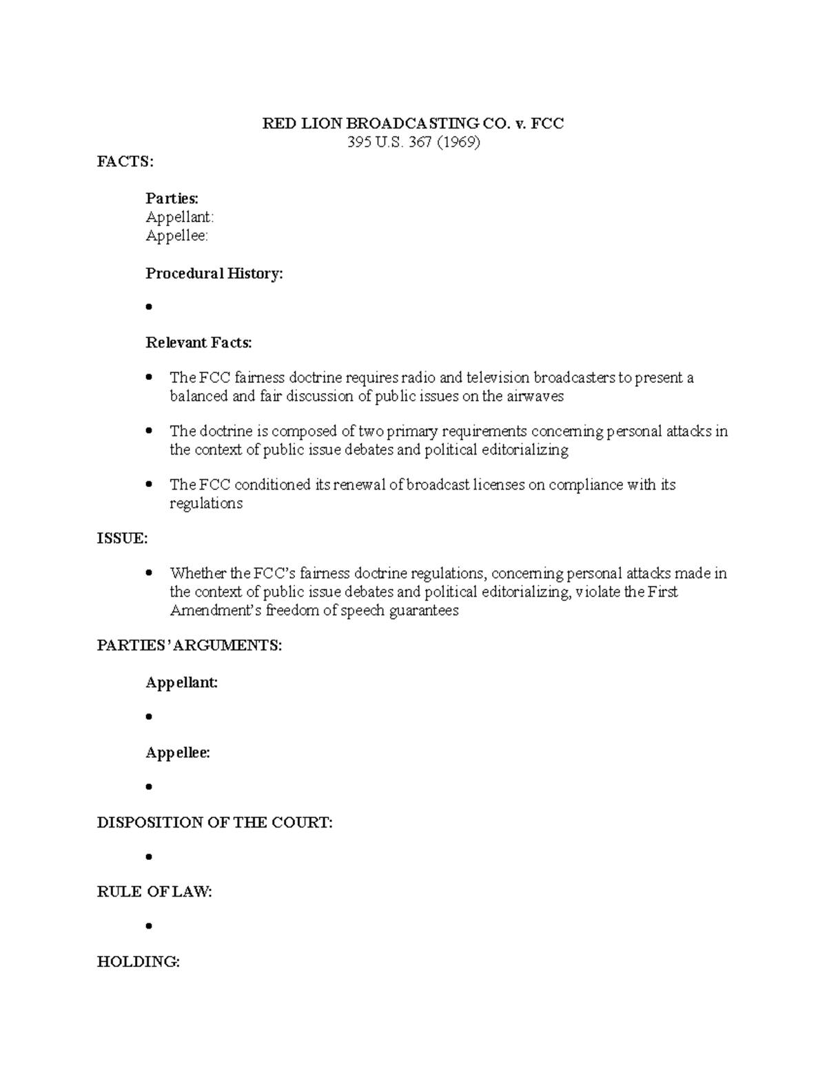 red lion v fcc